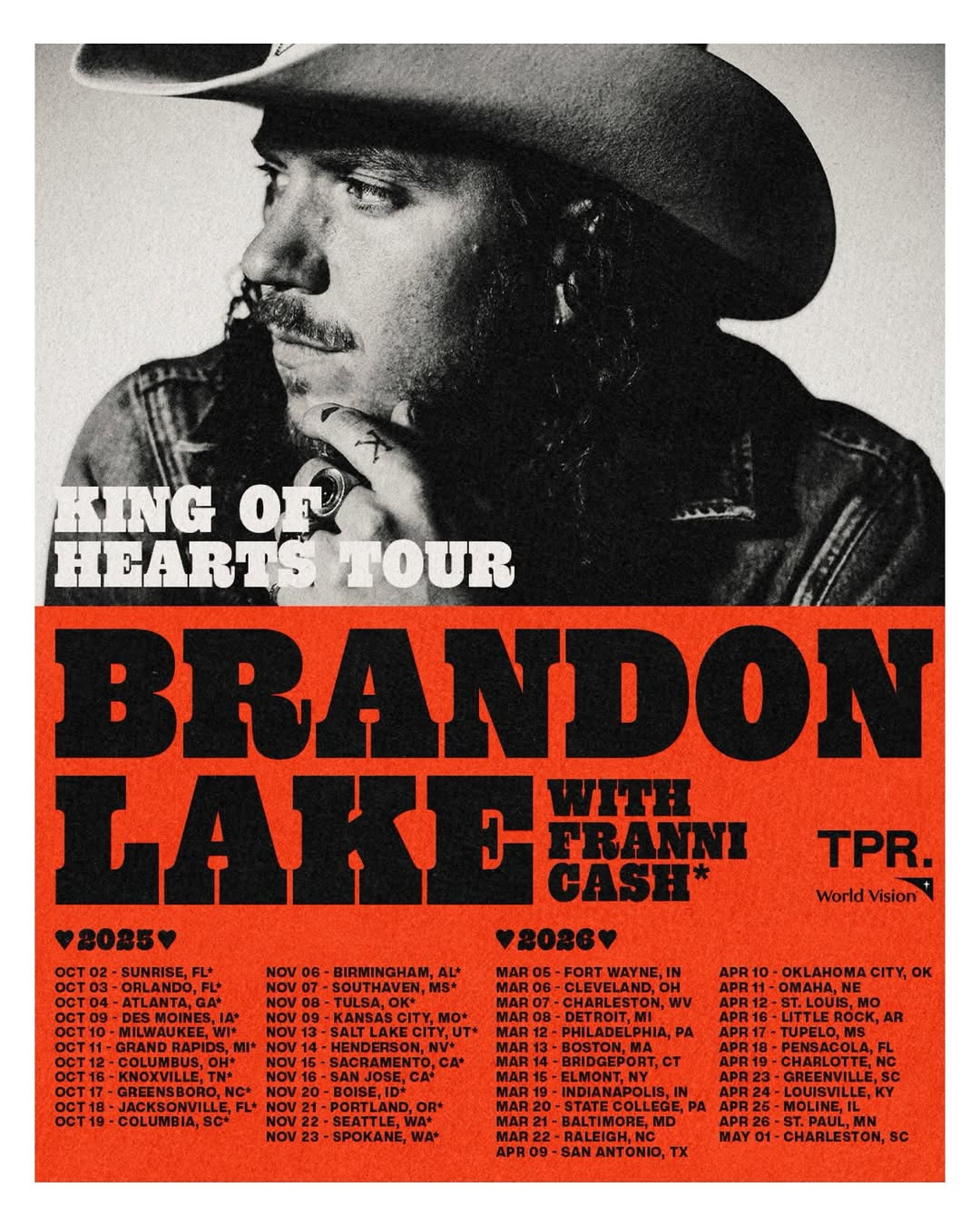 Brandon Lake King of Hearts Tour Poster 2026